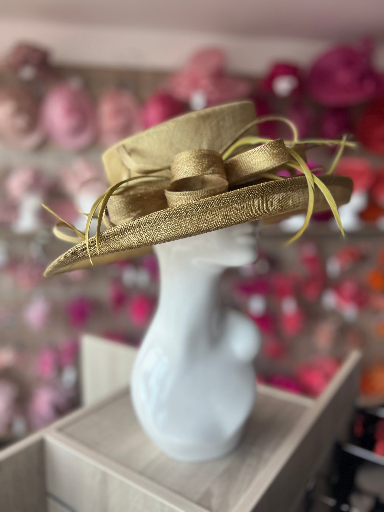 Classic Sinamay Antique Bronze Wedding Hat-Fascinators Direct