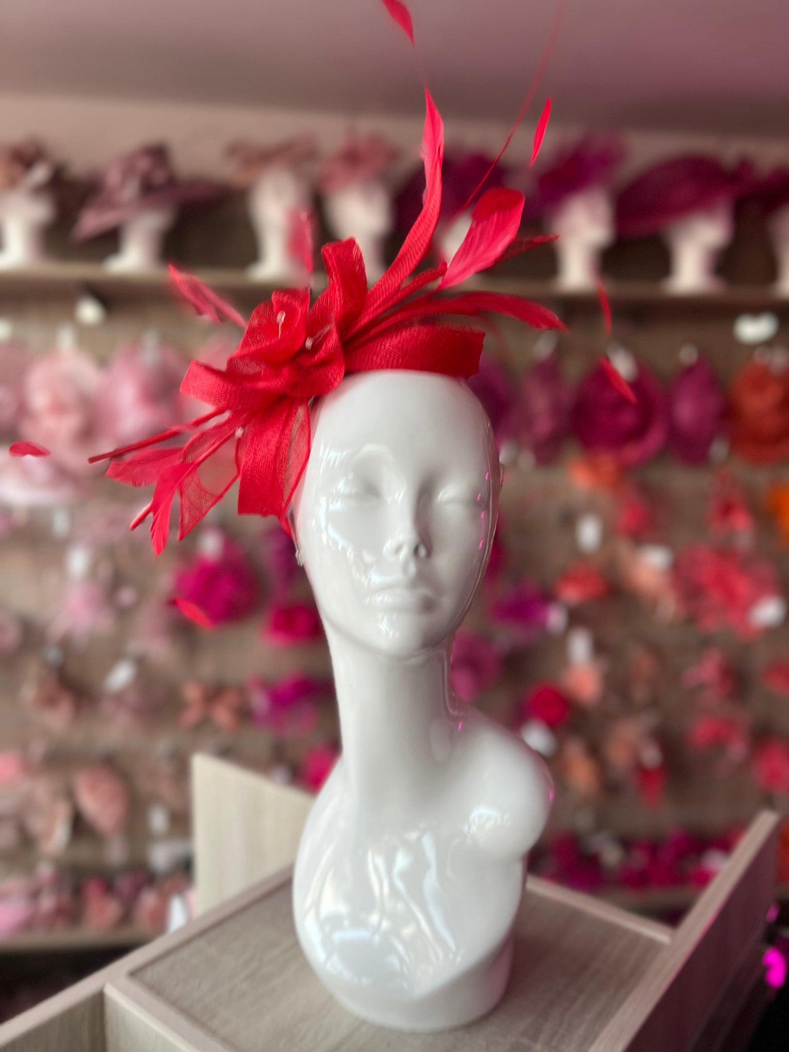 Large Poppy Fascinator with Quills & Crystal Stamens-Fascinators Direct