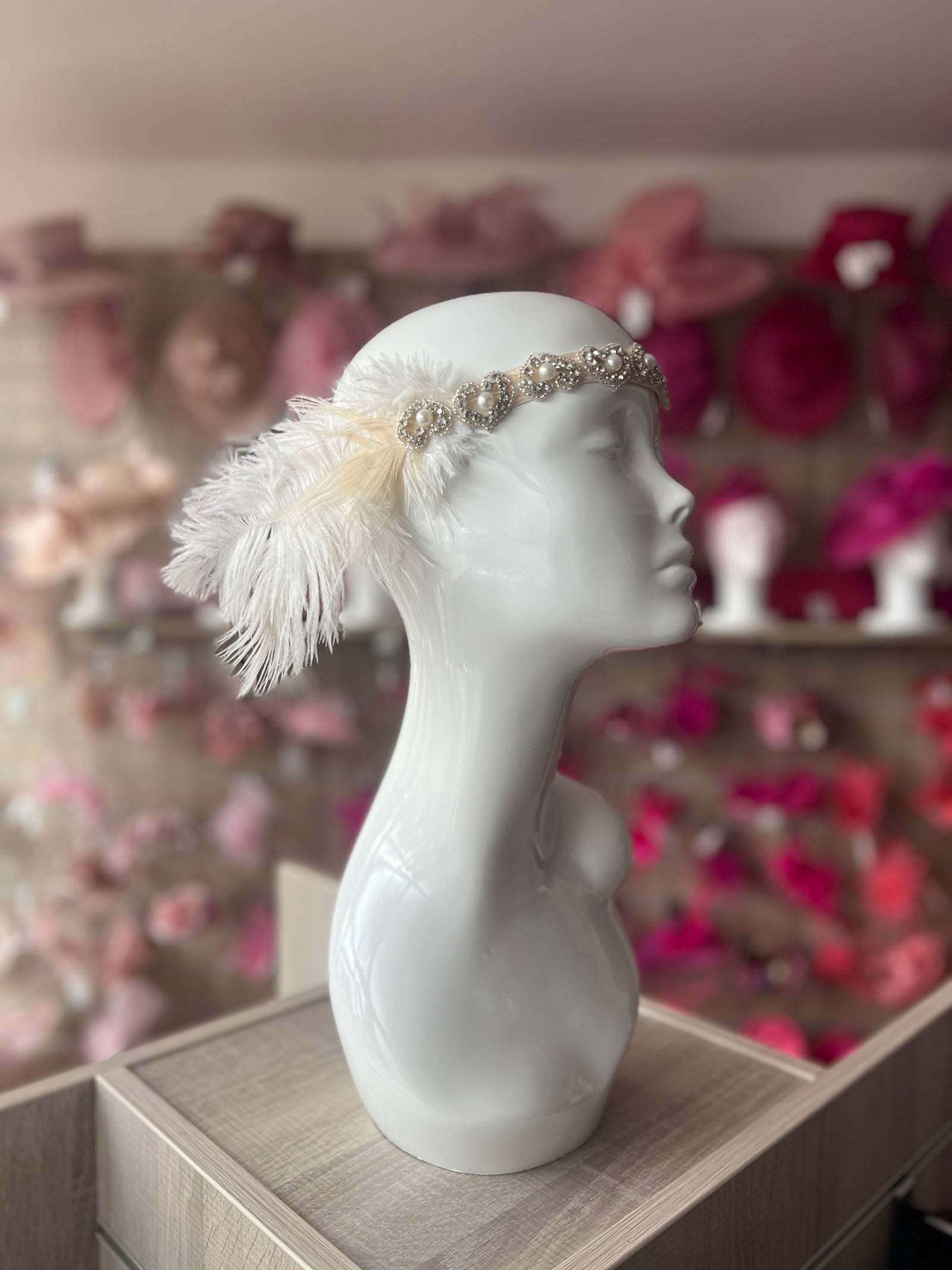 Vintage 1920s Headband Flapper Headpiece - White & Cream-Fascinators Direct