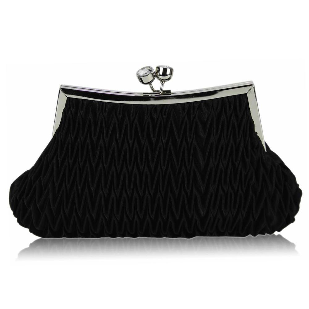 Black Clutch Bag with Honeycomb Satin Design-Fascinators Direct