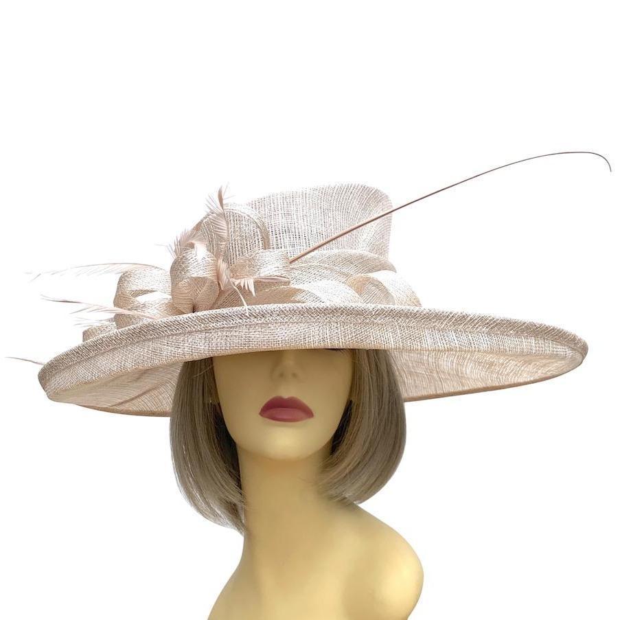 Classic Sinamay Metallic Nude Wedding Hat-Fascinators Direct