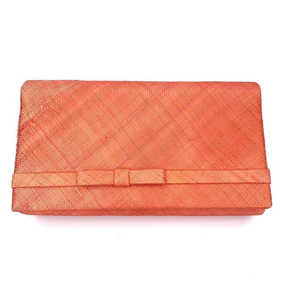 Classic Sinamay Orange Clutch Bag For Weddings-Fascinators Direct