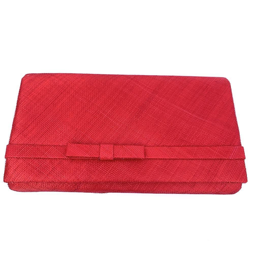 Classic Sinamay Rouge Clutch Bag for Weddings-Fascinators Direct