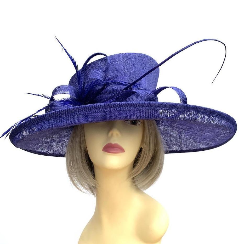 Classic Sinamay Twilight Blue Wedding Hat-Fascinators Direct