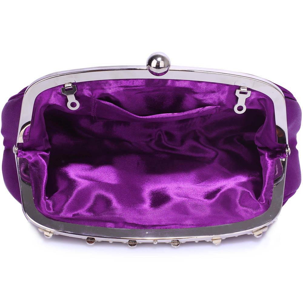Crystal Flower Clutch Bag - Purple-Fascinators Direct