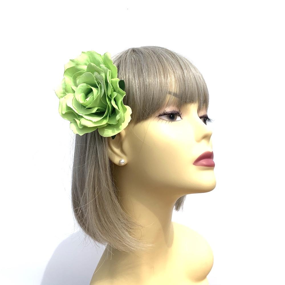 Lime Green Rose Hair Clip-Fascinators Direct