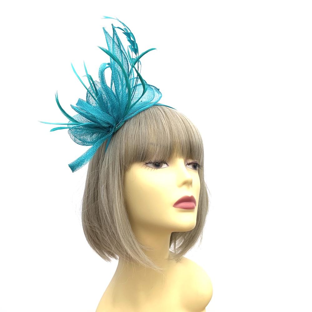 Olivia Turquoise Fascinator Headband-Fascinators Direct