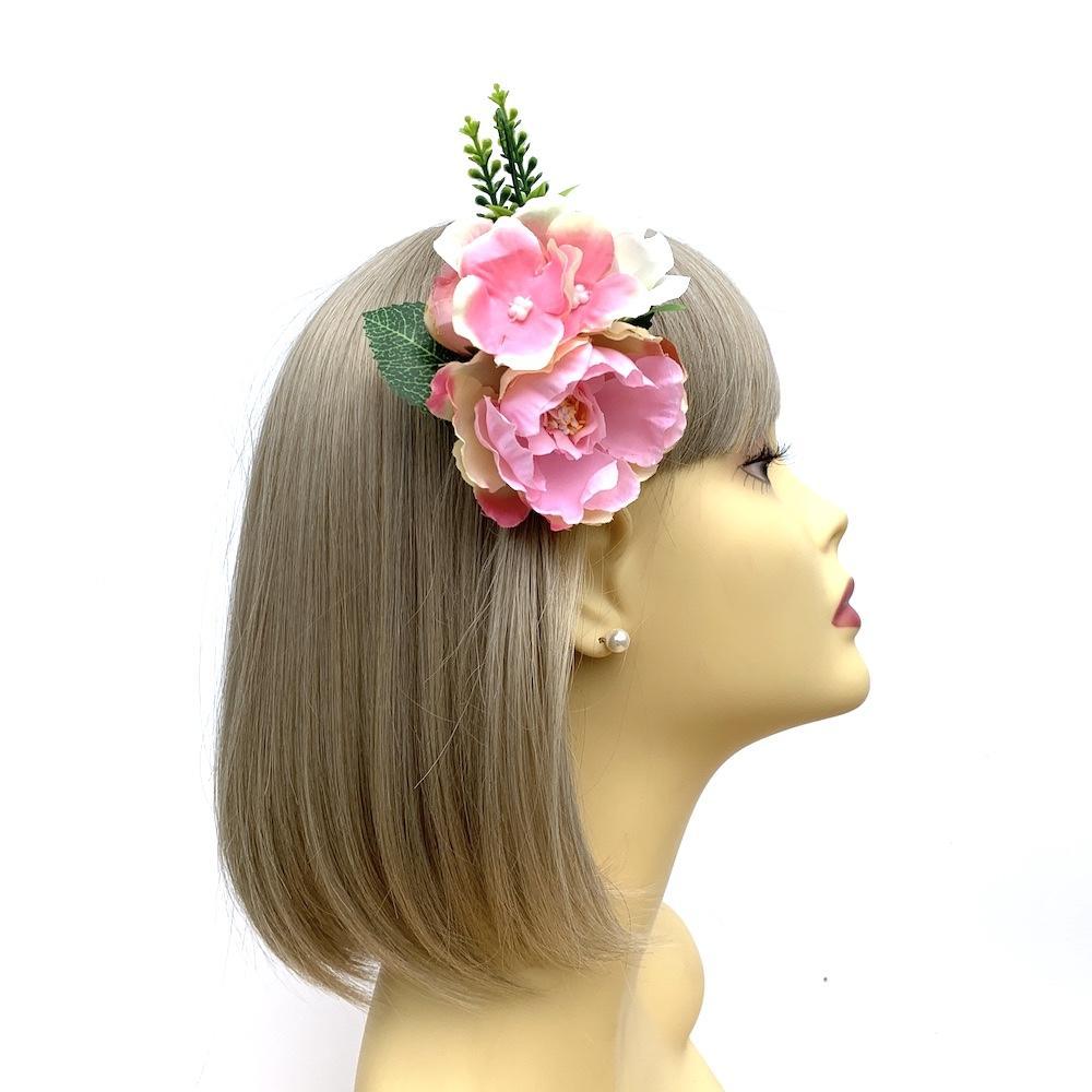Vintage Floral Hair Clip Corsage - Cream & Pink-Fascinators Direct