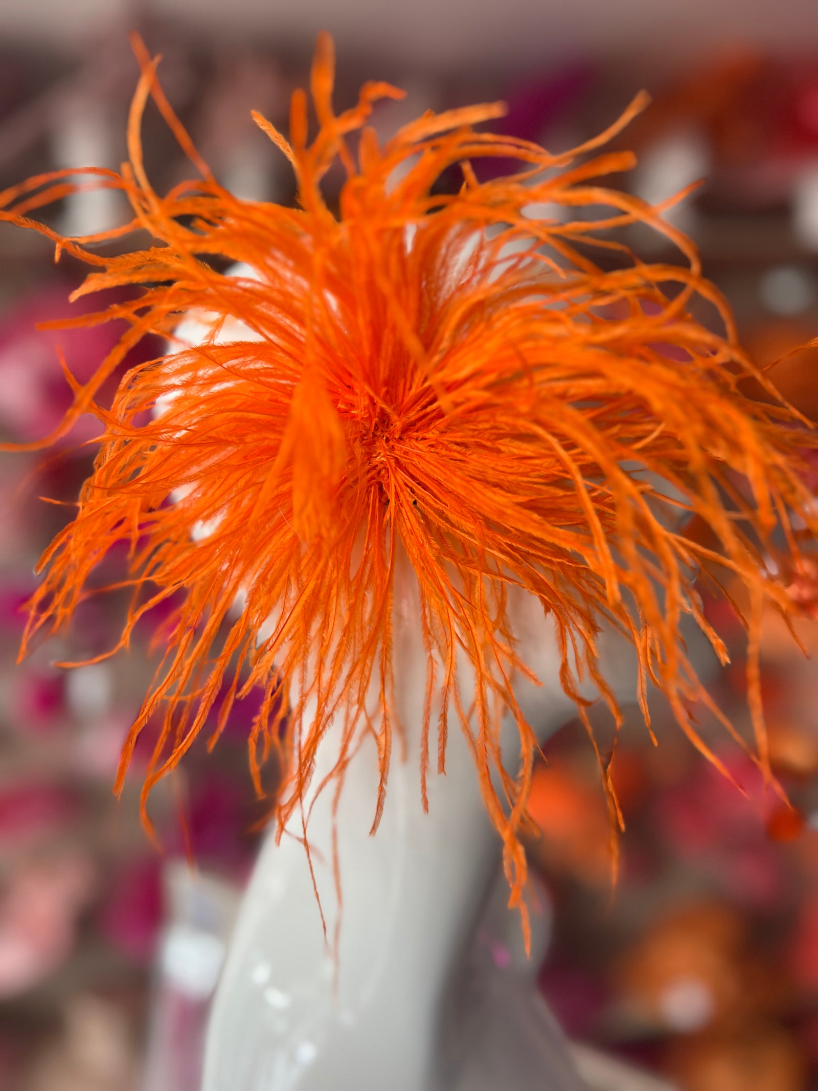 Orange Wispy Feather  Fascinator Hair Clip