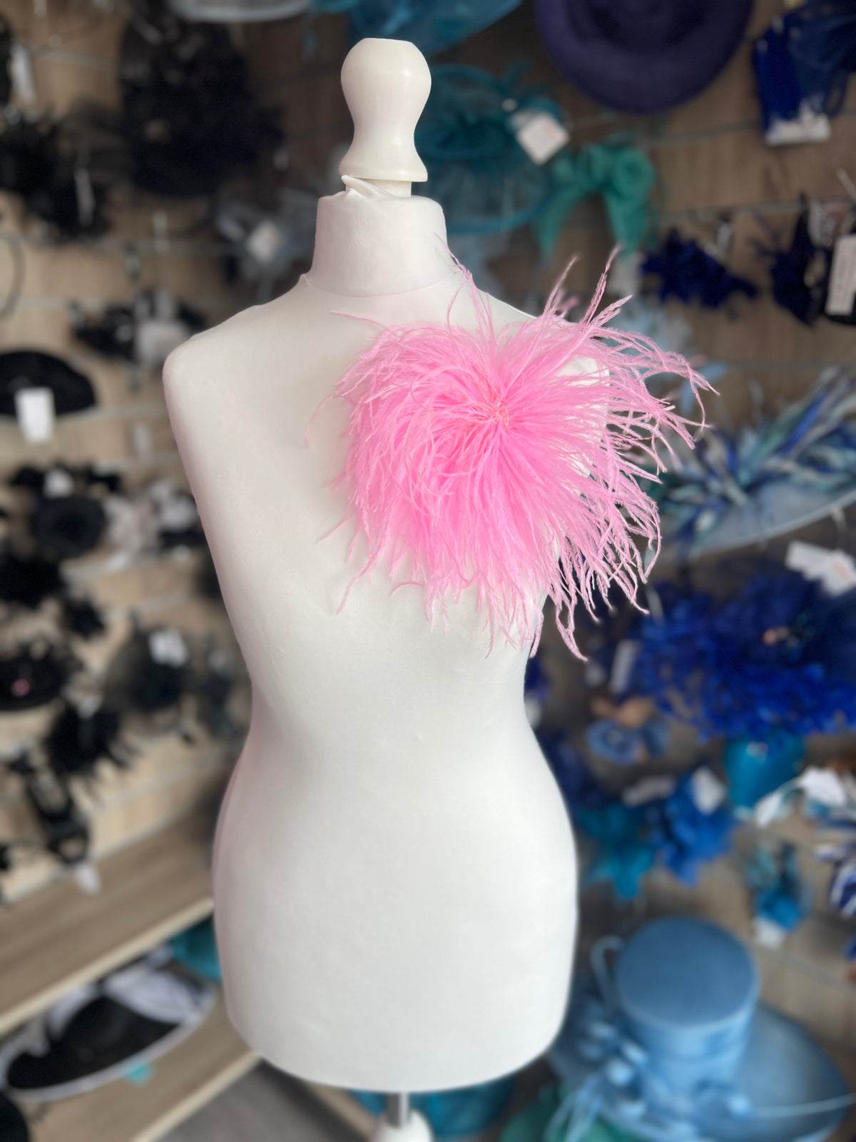 Pink Wispy Feather  Fascinator Hair Clip