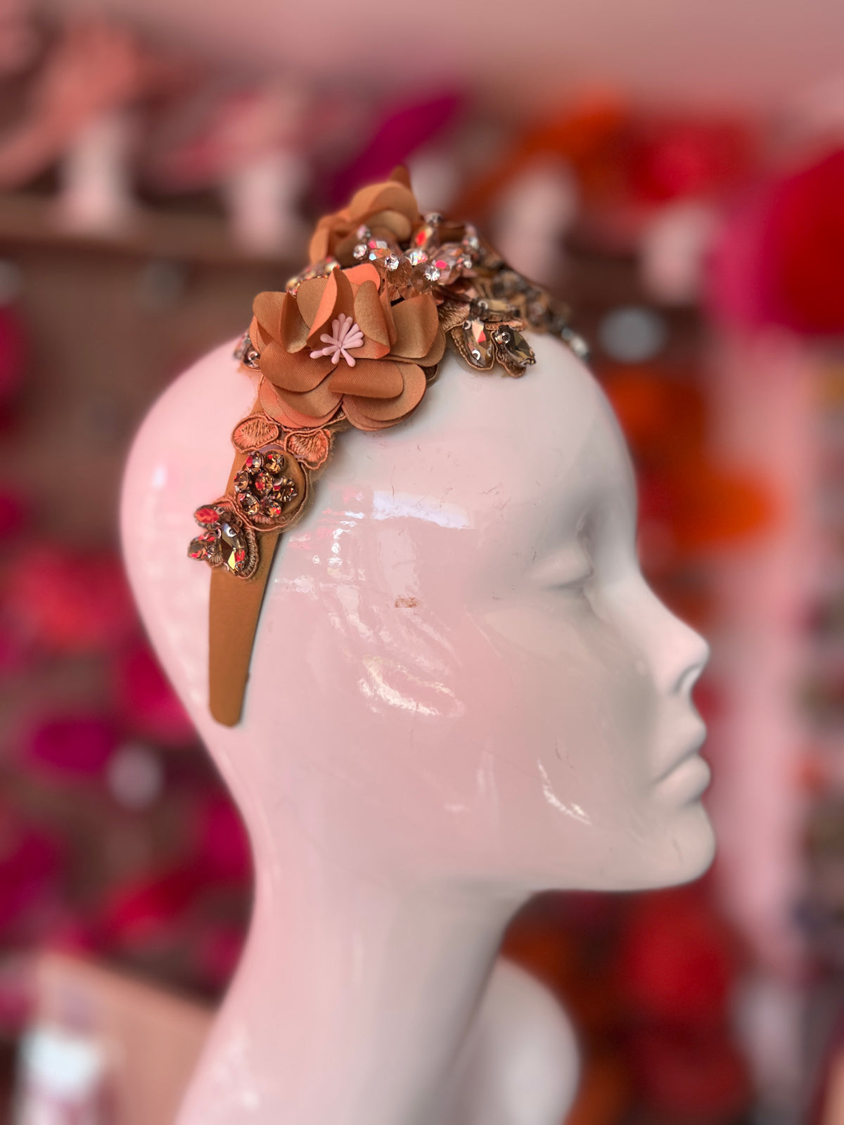 Gold Flower Headband With Gem Stones &amp; Diamantes