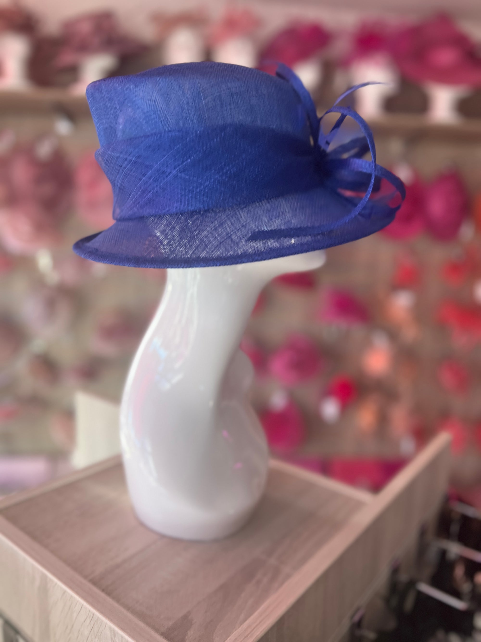 Short Brim Sapphire Occasion Hat