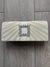 Ivory Satin Pleated Clutch Bag With Jewel Embellishment