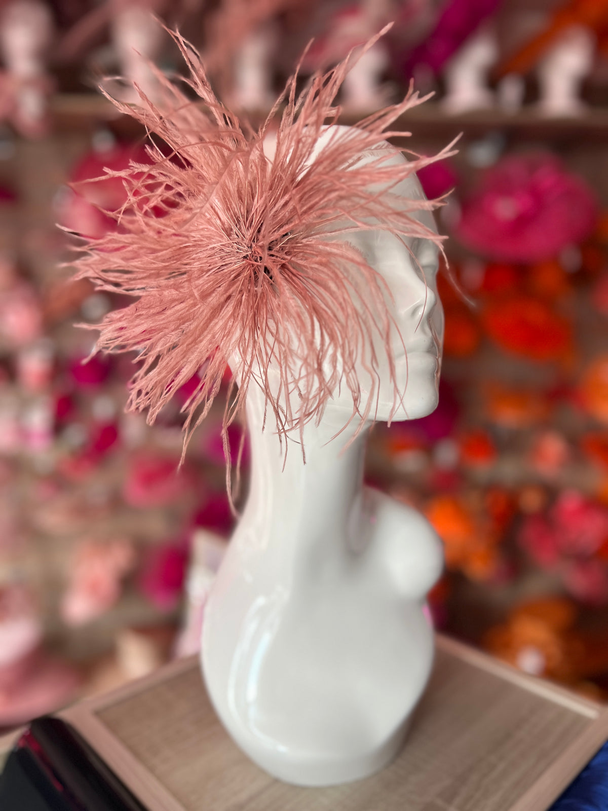 Dusky Pink Wispy Feather  Fascinator Hair Clip