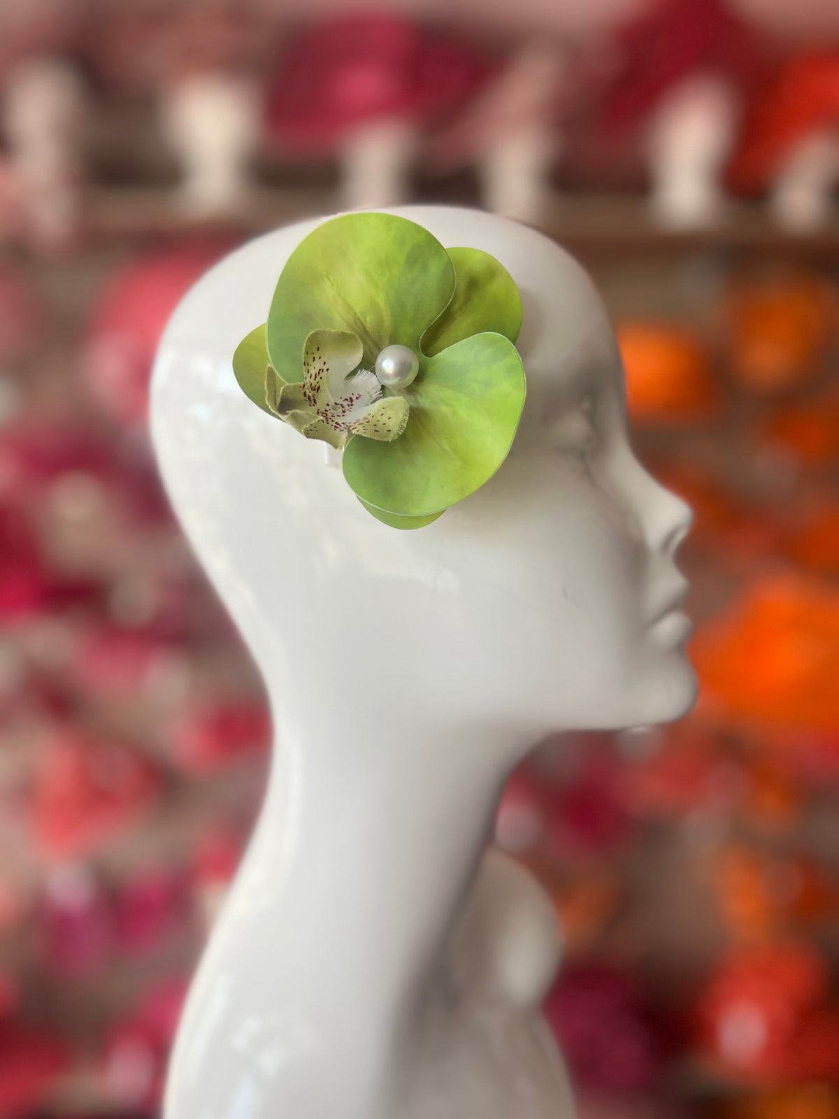 Dark Olive Green Orchid Hair Clip