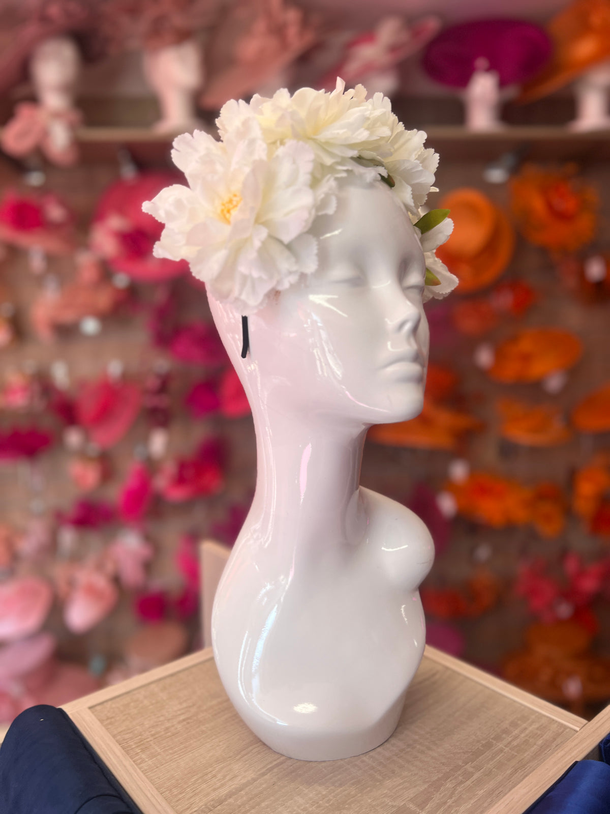 White Peony flower Crown Headband