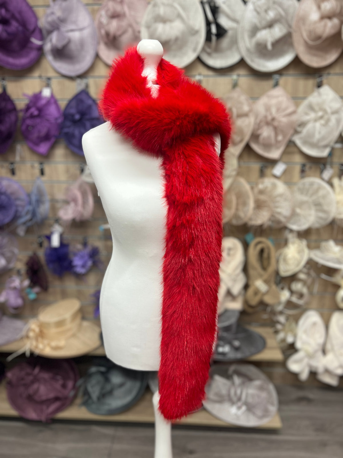 Red Faux Fur Scarf