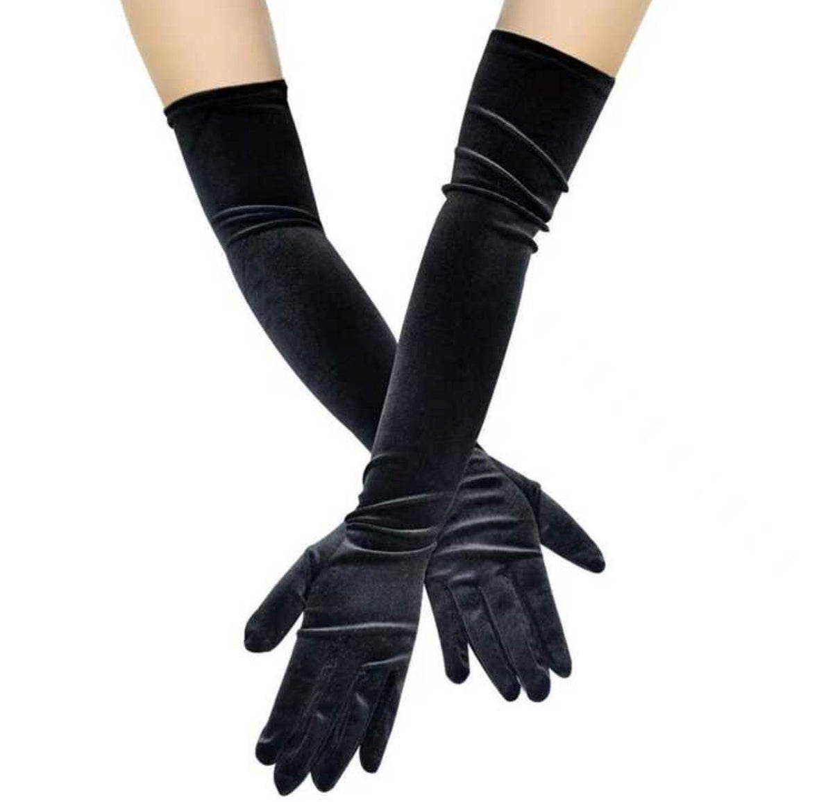Black Long Velvet Gloves