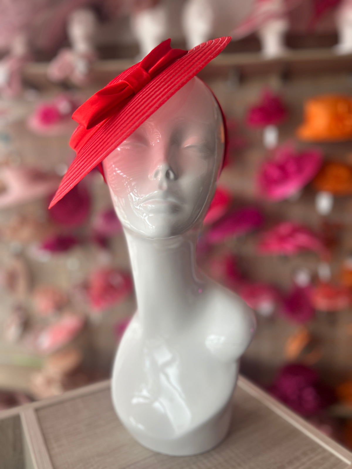 Red Crinoline Saucer Fascinator With Bow