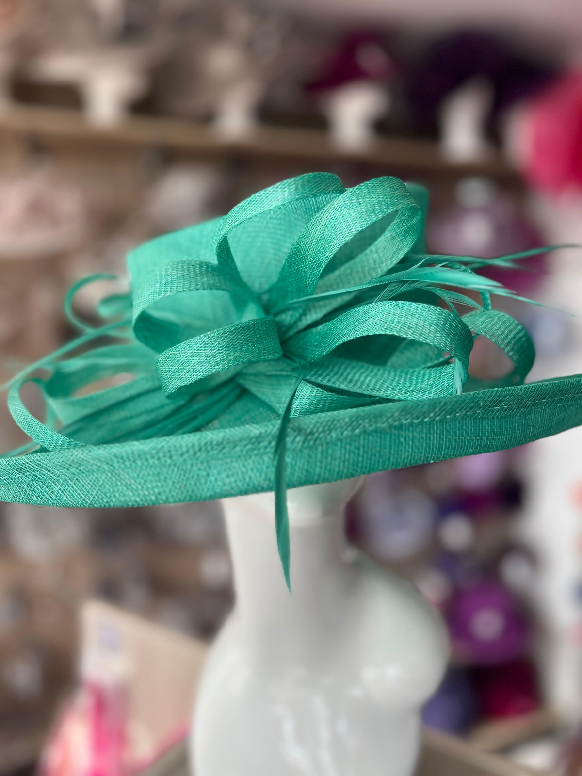 Classic Sinamay Jade Green Wedding Hat