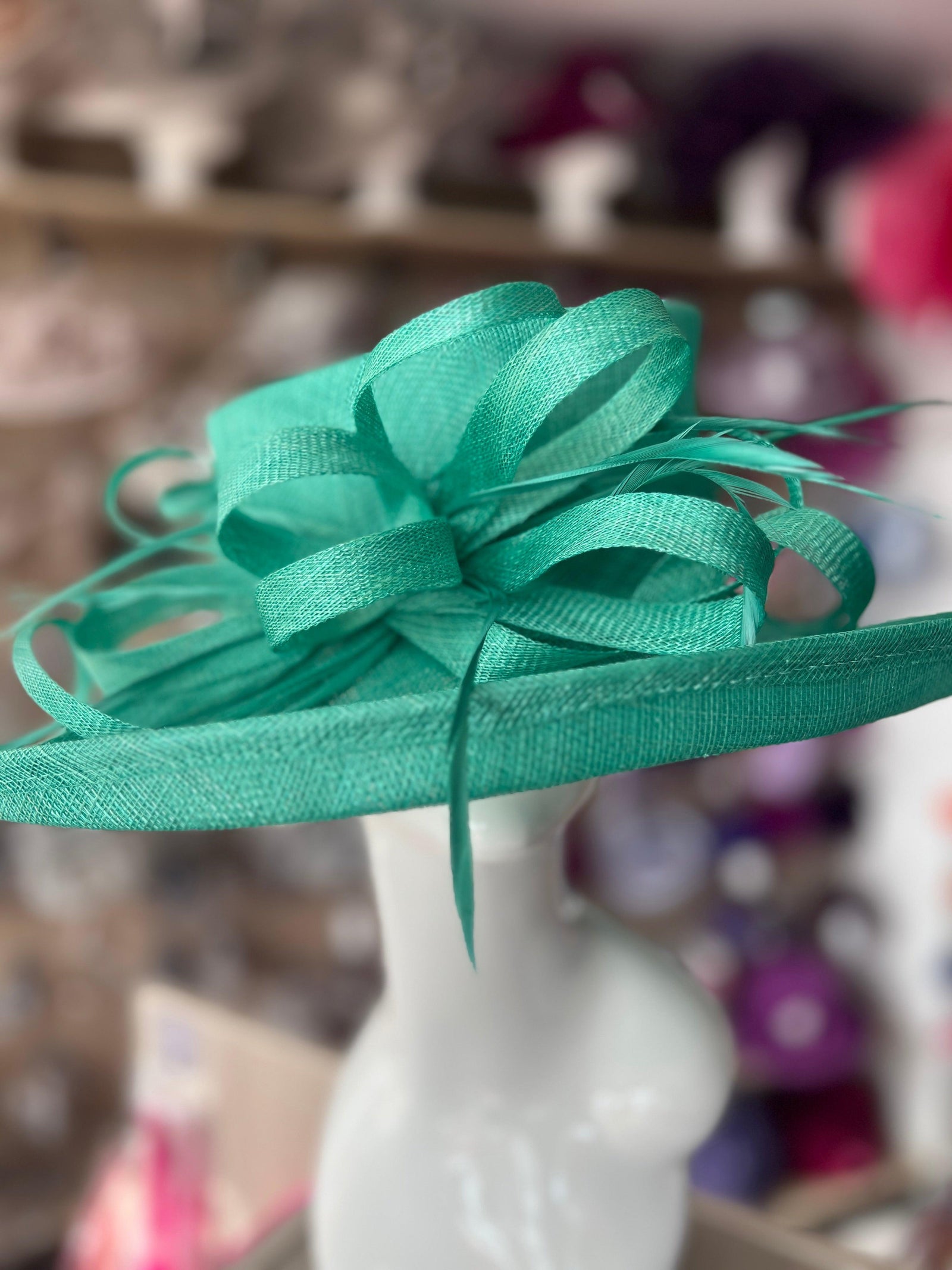 Classic Sinamay Jade Green Wedding Hat