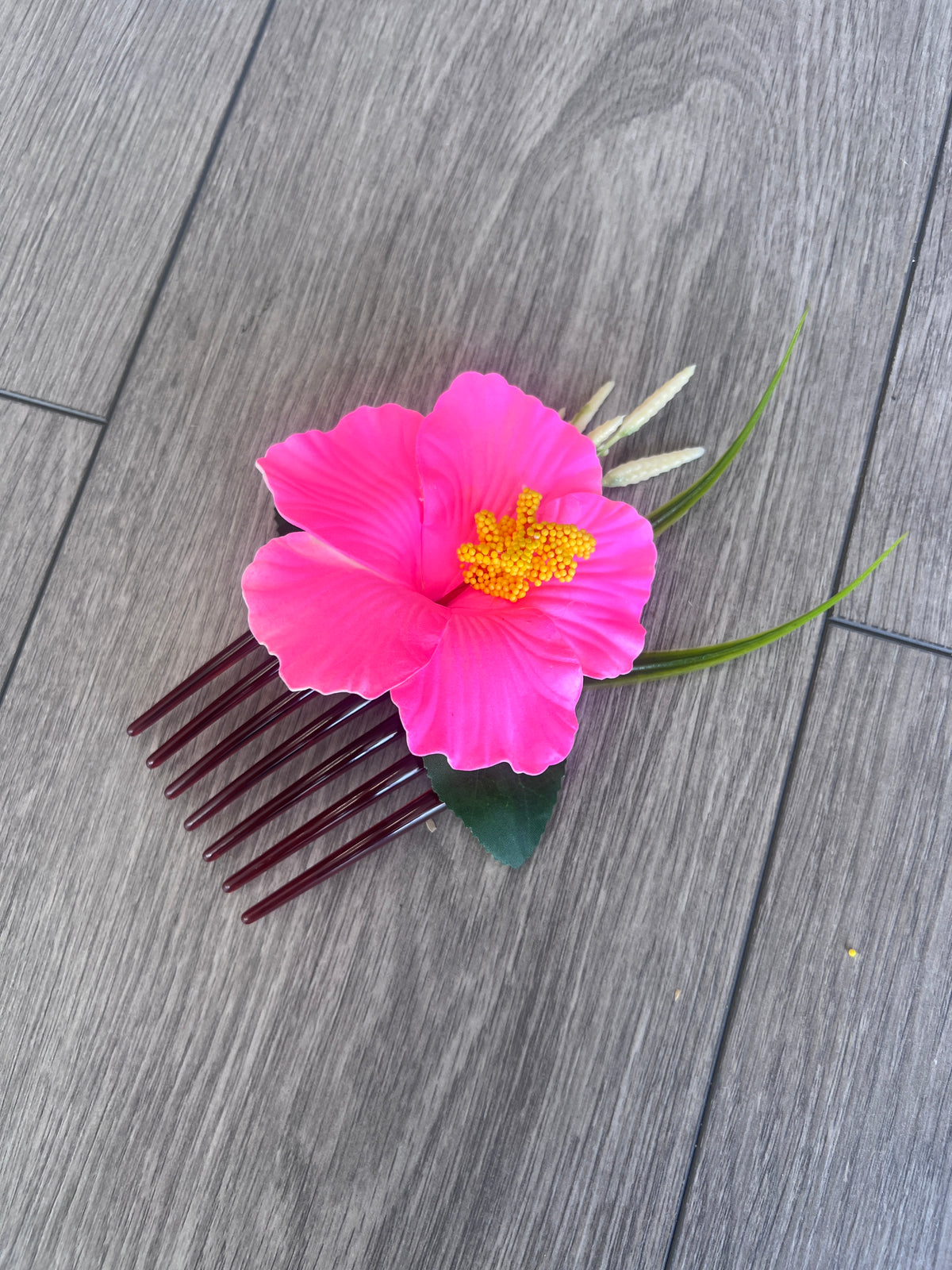 Hot Pink Hawaiian Hair Flower Comb
