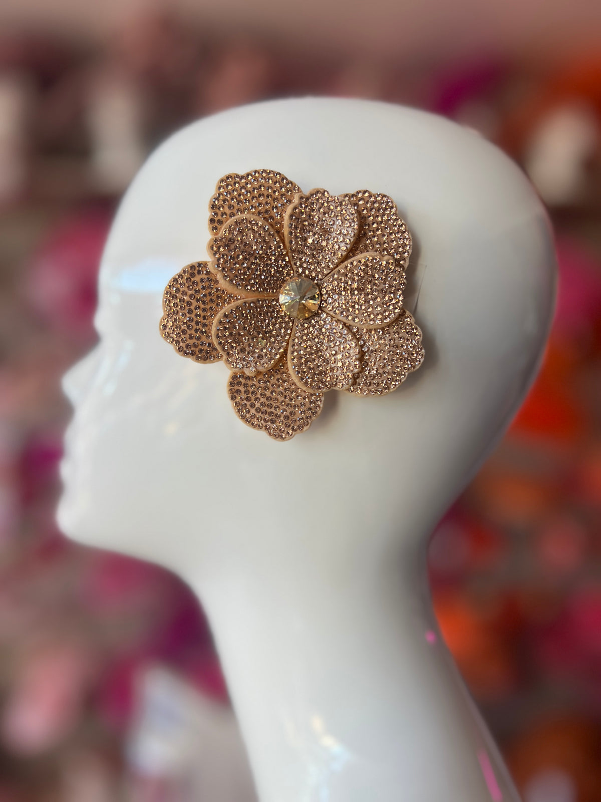 Gold Diamante Small Flower Hair Clip