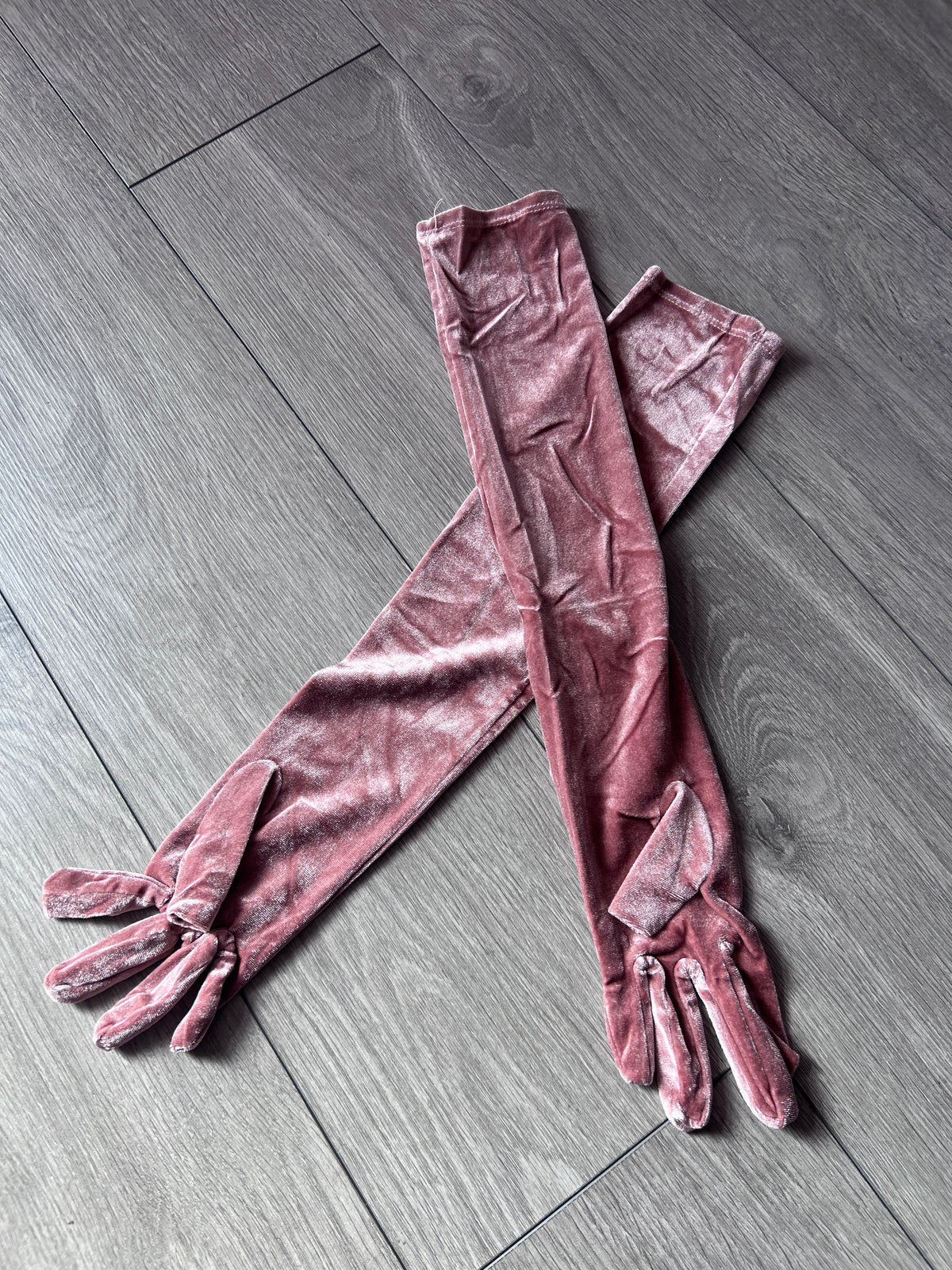 Dusky Pink Long Velvet Gloves