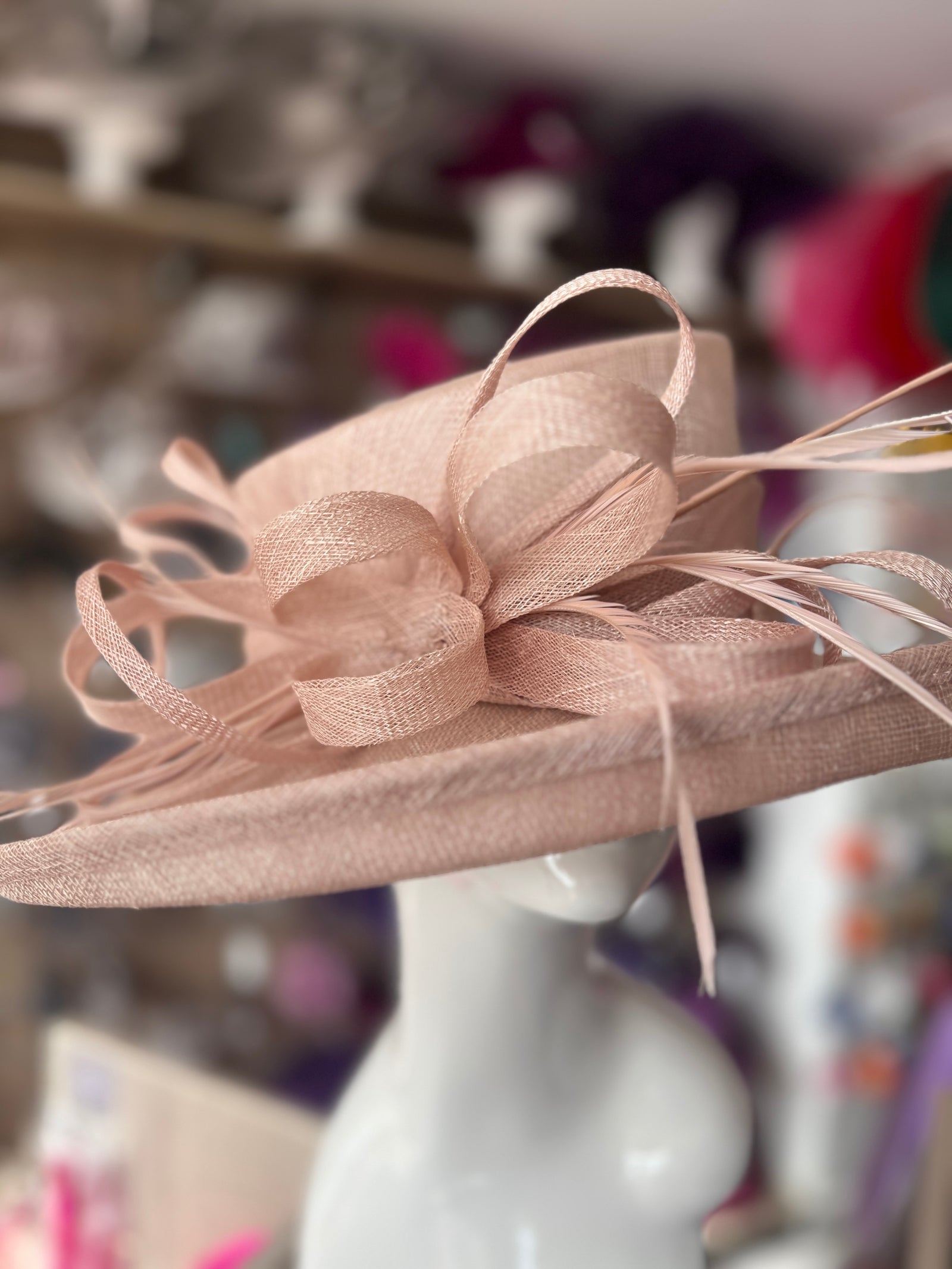 Classic Sinamay Latte Wedding Hat