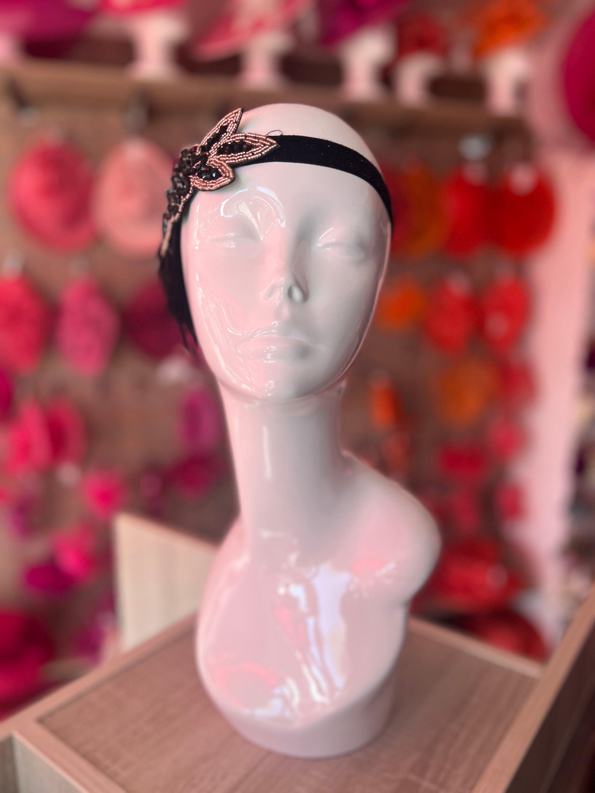 1920&#39;s Style Feather Flapper Headpiece - Black-Fascinators Direct