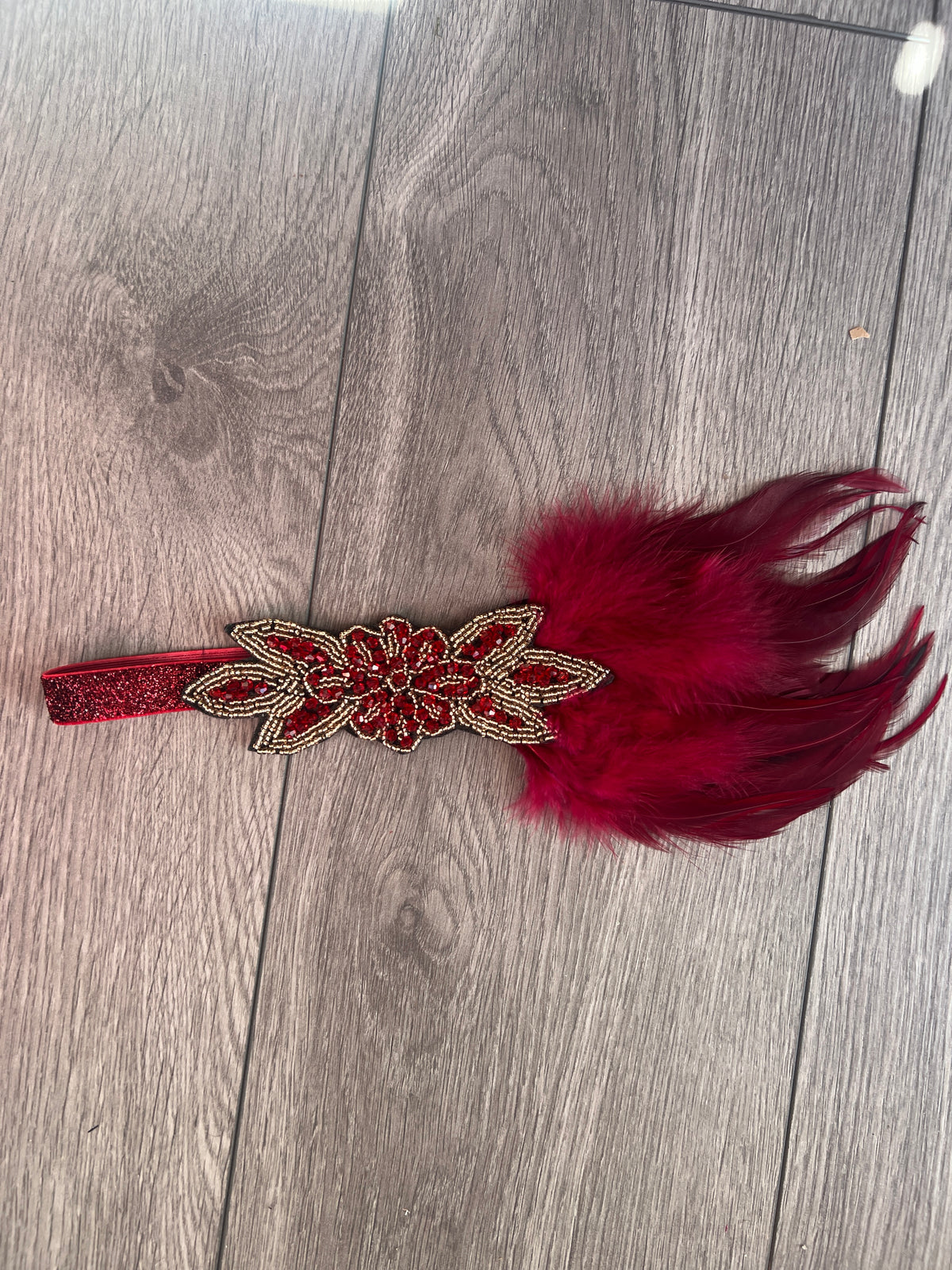 1920&#39;s Style Feather Flapper Headpiece - Burgundy-Fascinators Direct