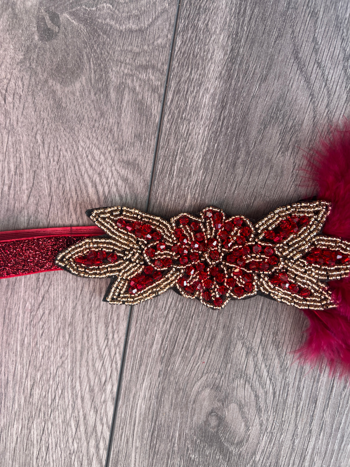 1920&#39;s Style Feather Flapper Headpiece - Burgundy-Fascinators Direct