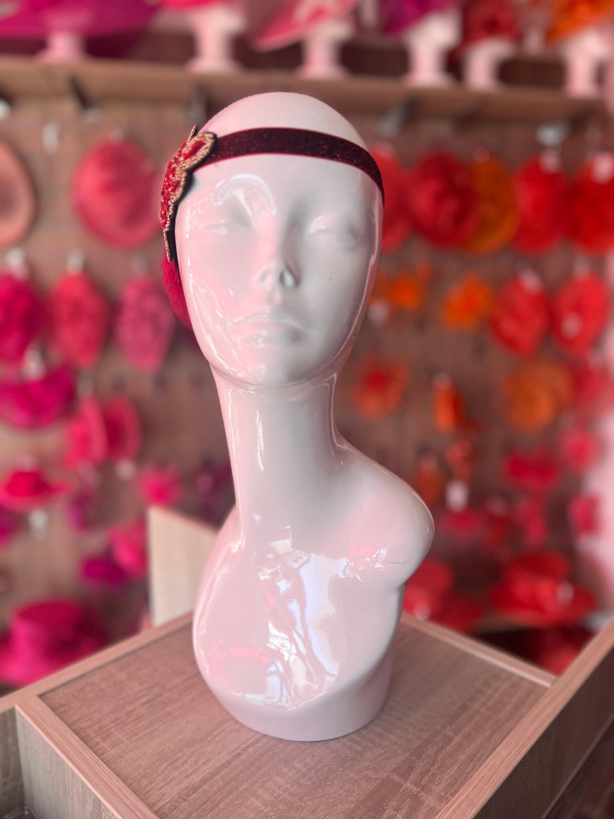 1920&#39;s Style Feather Flapper Headpiece - Burgundy-Fascinators Direct