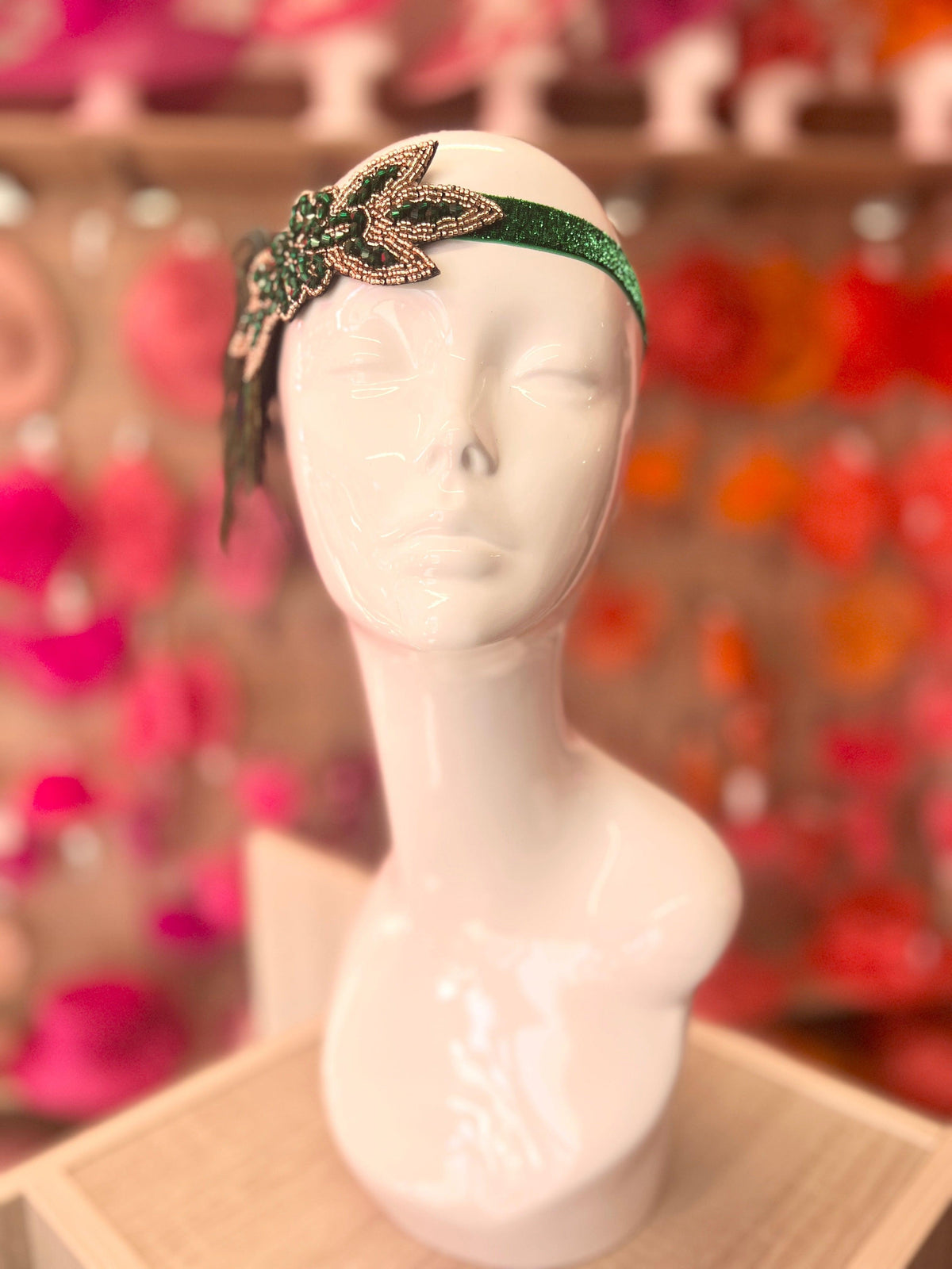 1920&#39;s Style Peacock Feather Flapper Headpiece - Green-Fascinators Direct