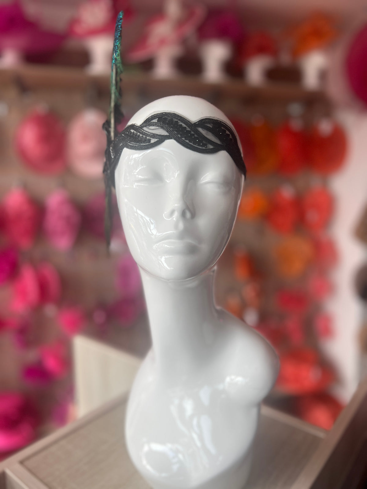 1920&#39;s Style Peacock Feather Flapper Headpiece With Sequins - Green-Fascinators Direct