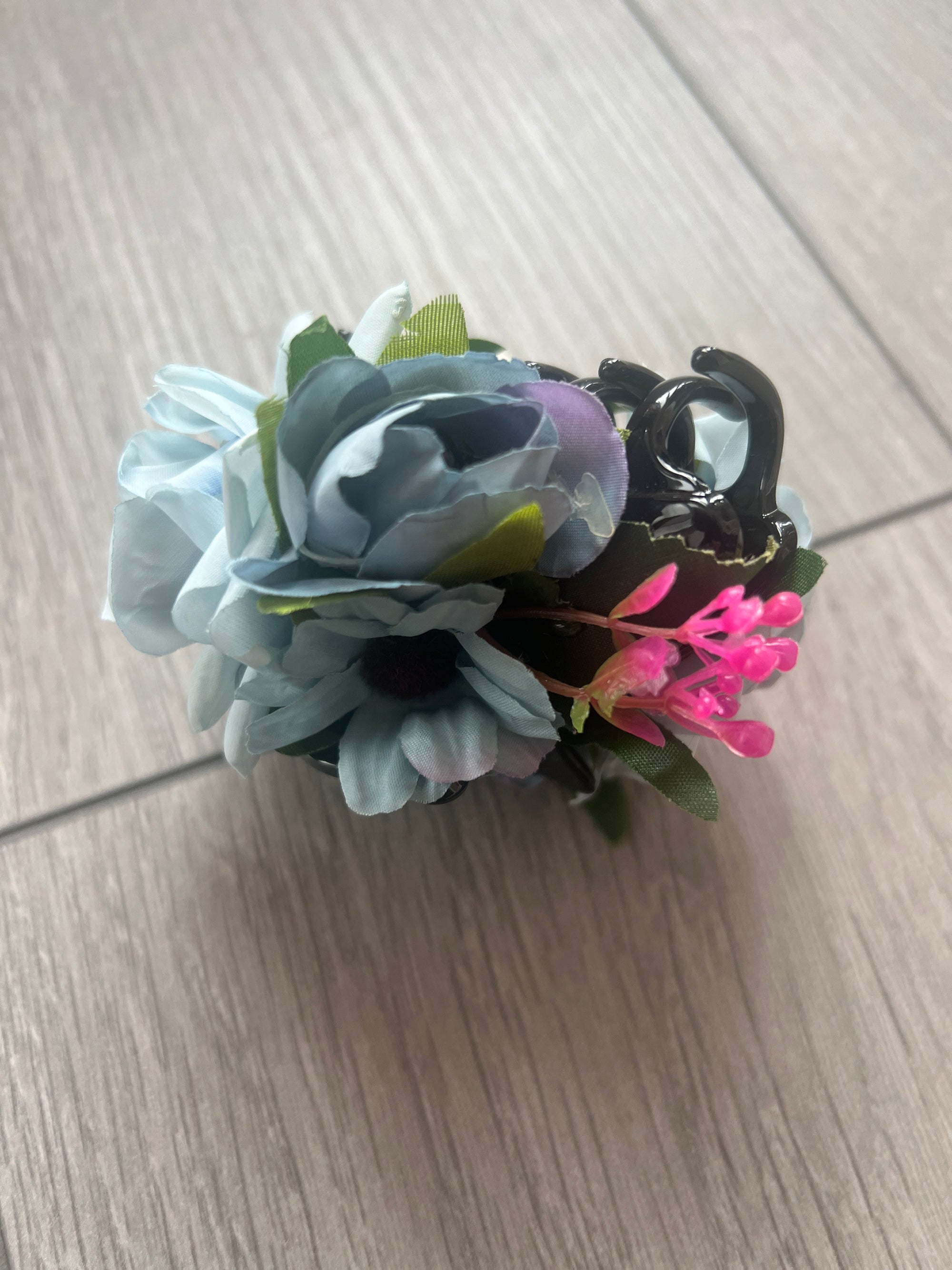 Vintage Rose Hair Flower Dusky Blue Fascinator Hair Claw