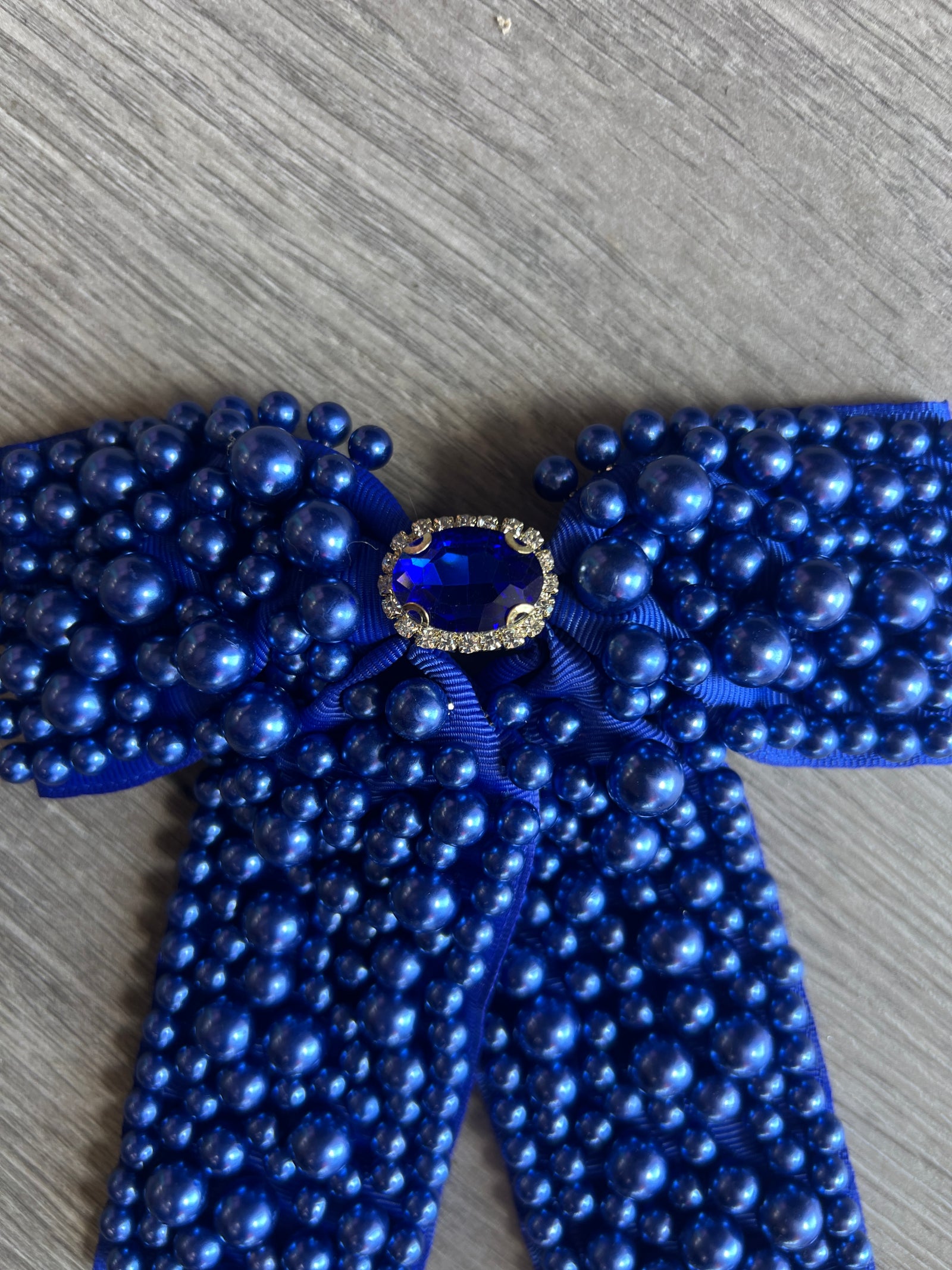 Blue Pearl Bow Barrette Hair Clip