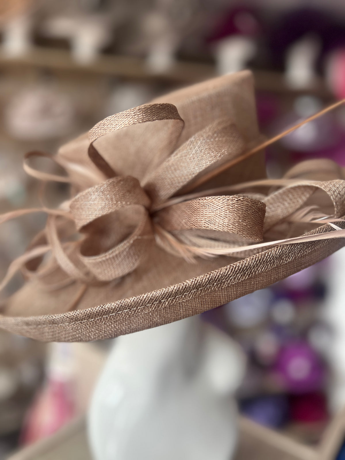 Classic Sinamay Taupe Wedding Hat