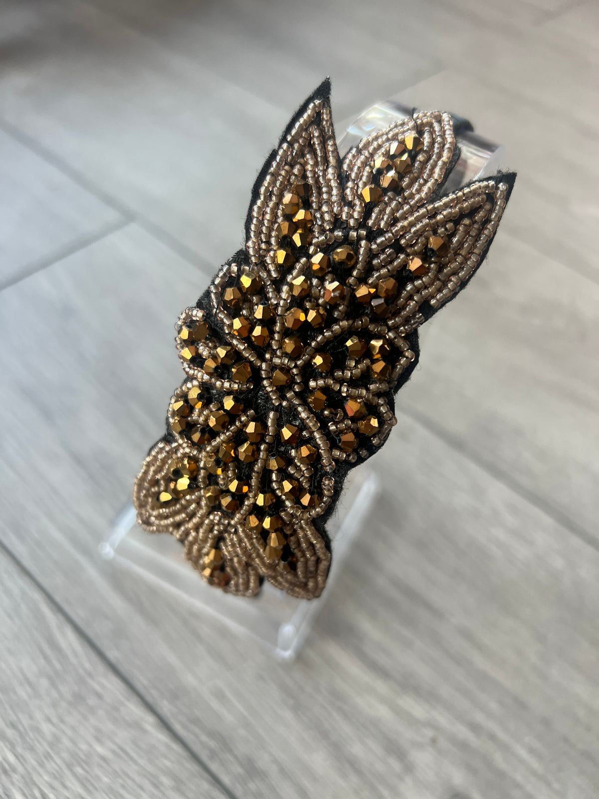 Vintage 1920's Gold Leaf Beaded Headband
