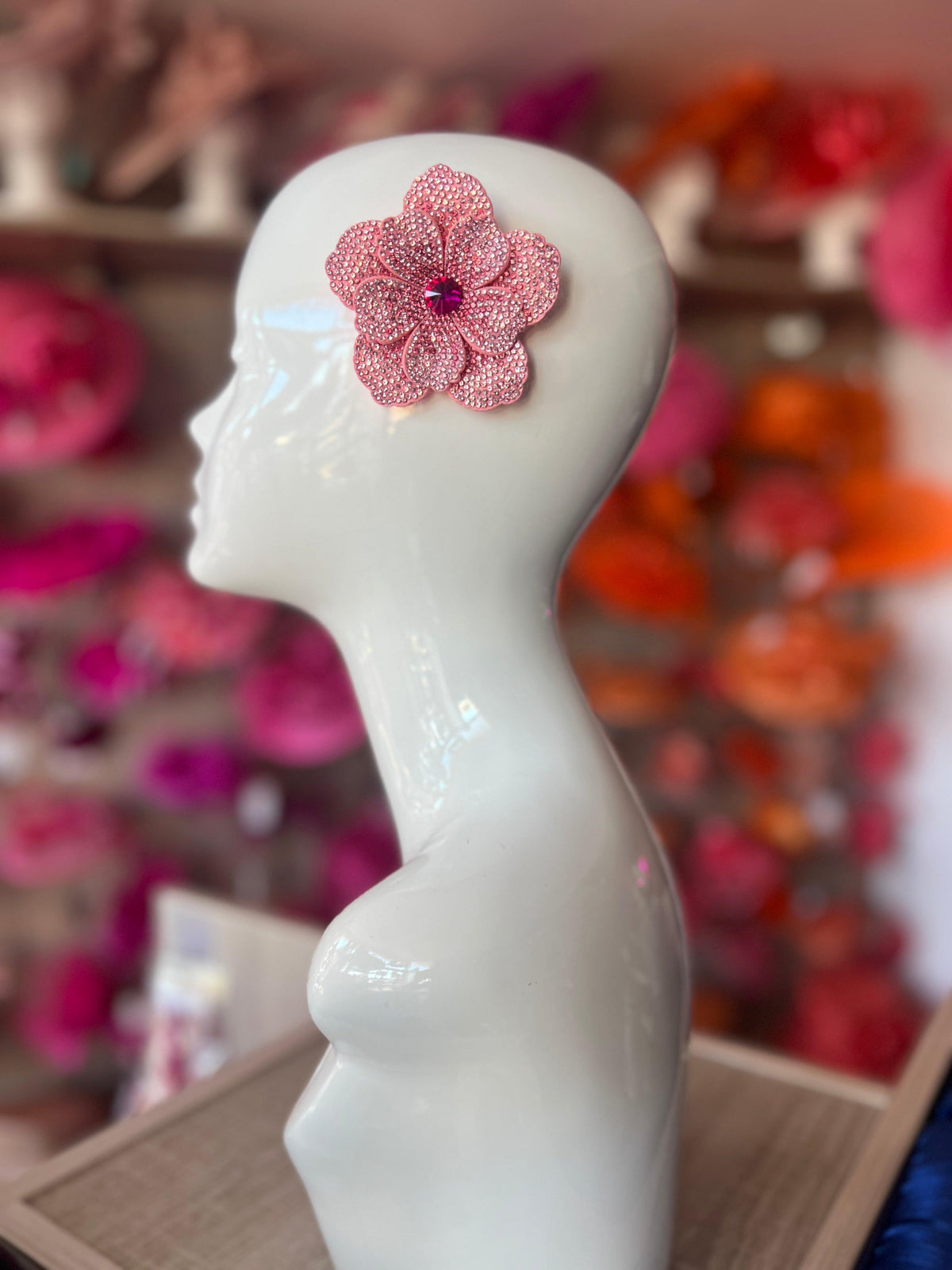 Pink Diamanté Small Flower Hair Clip