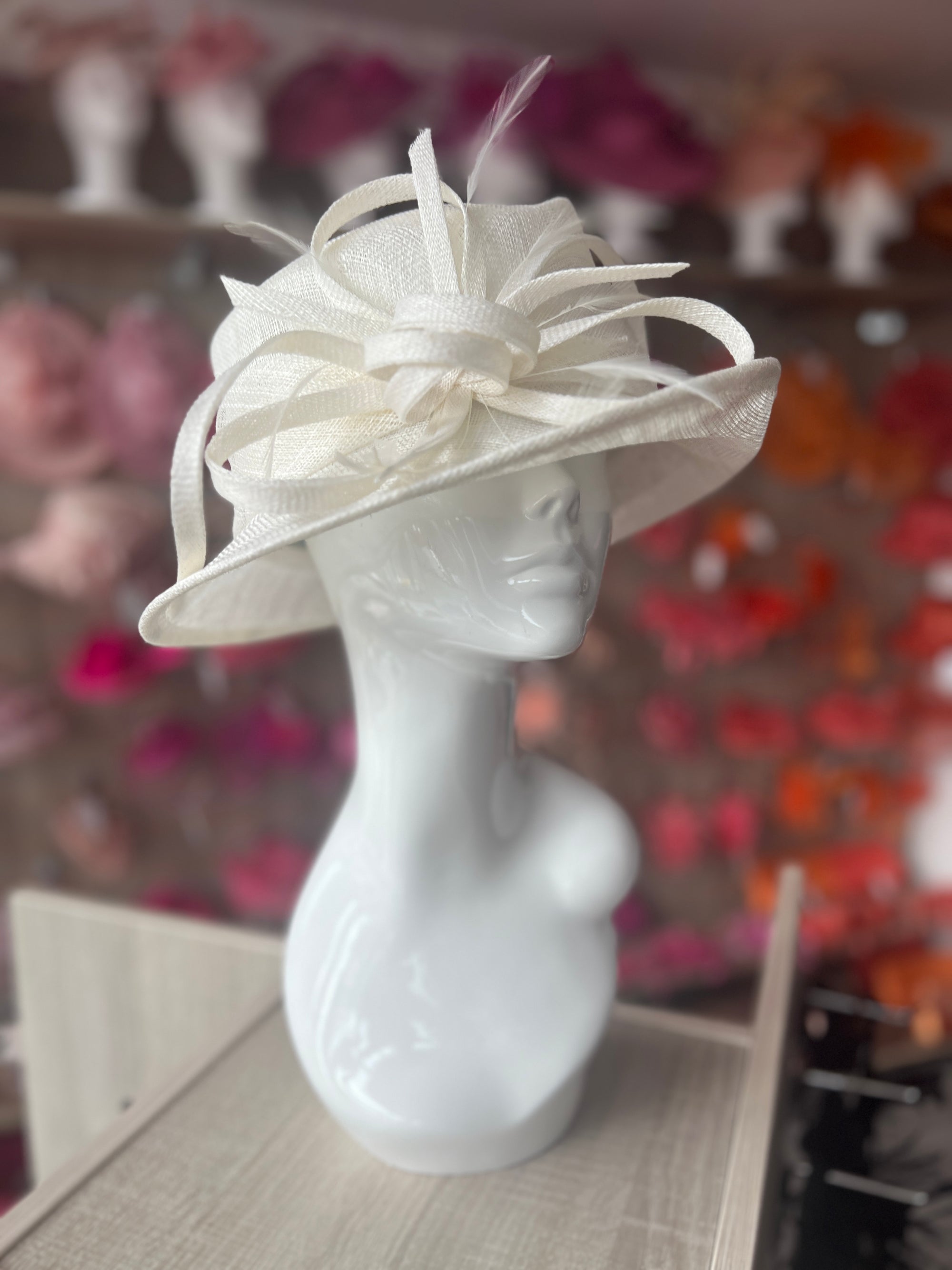 Short Brim Ivory Occasion Hat