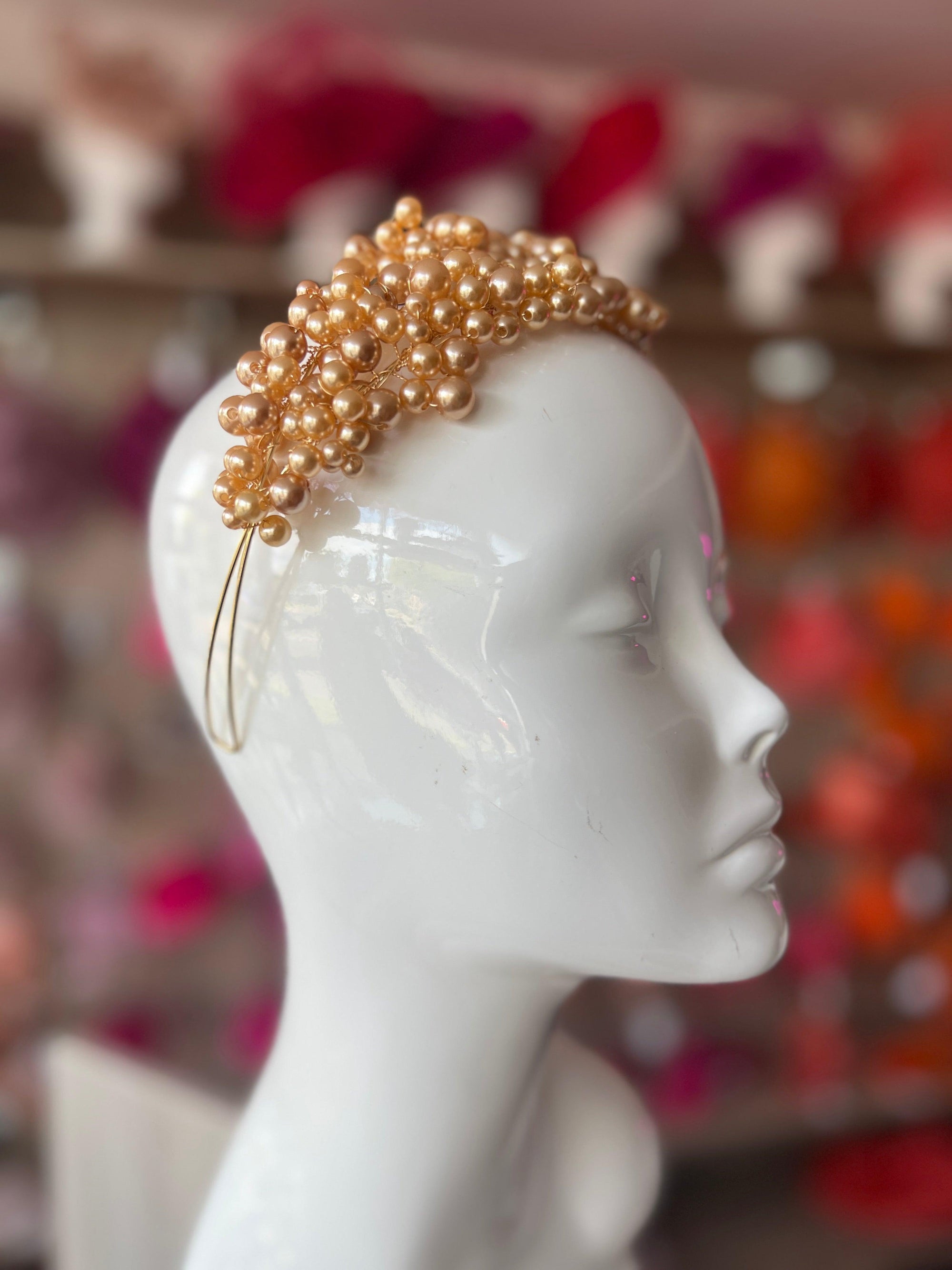 Gold Pearl Headband Fascinator