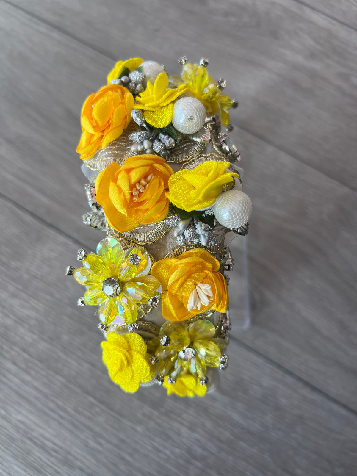 Yellow Flower Headband With Pearls &amp; Diamantes