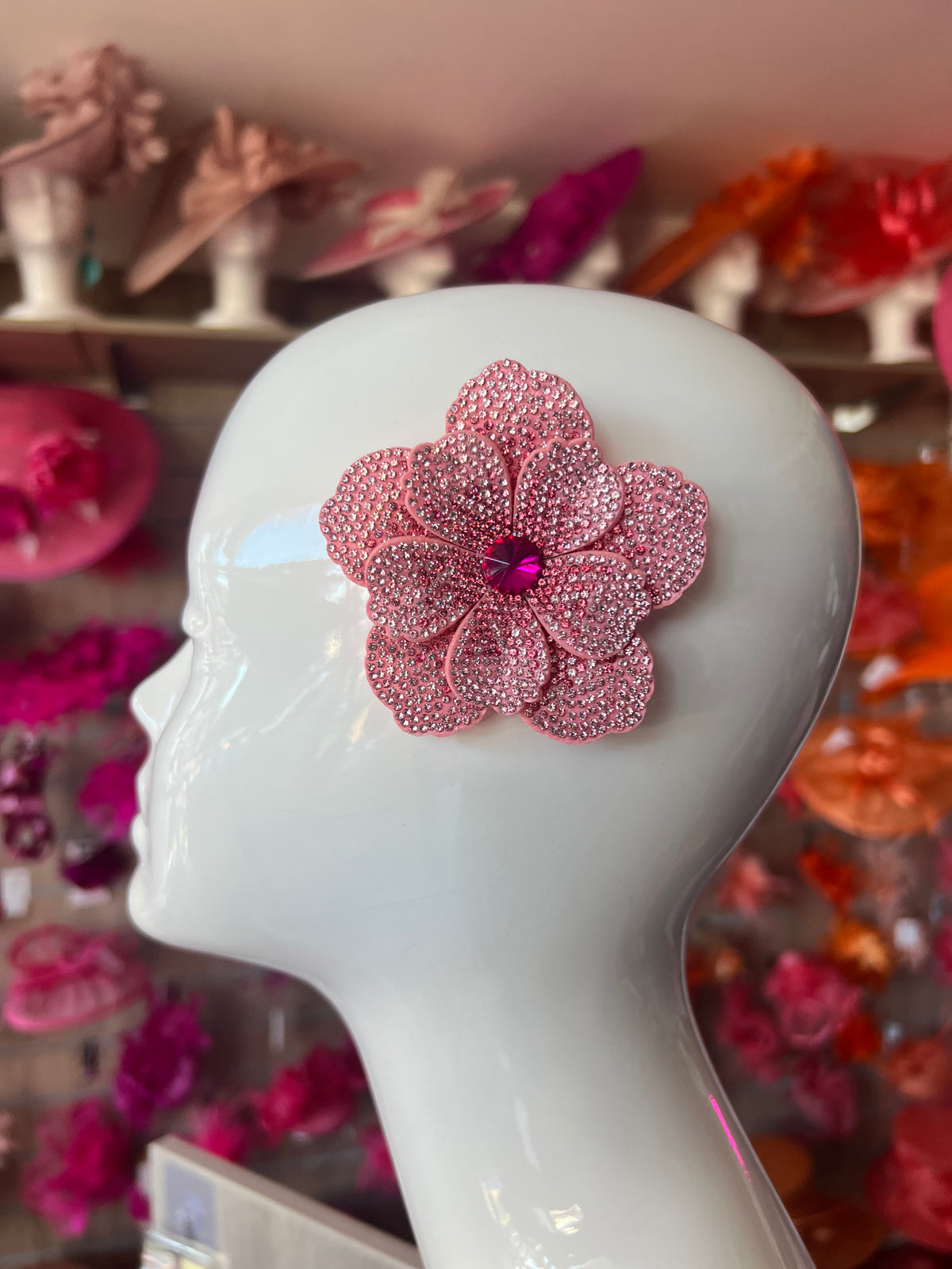 Pink Diamanté Small Flower Hair Clip