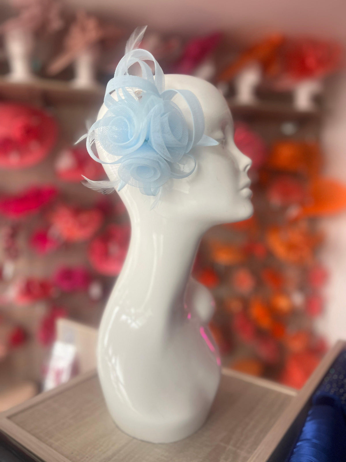 Small Fluted Crinoline Hair Fascinator Pale Blue