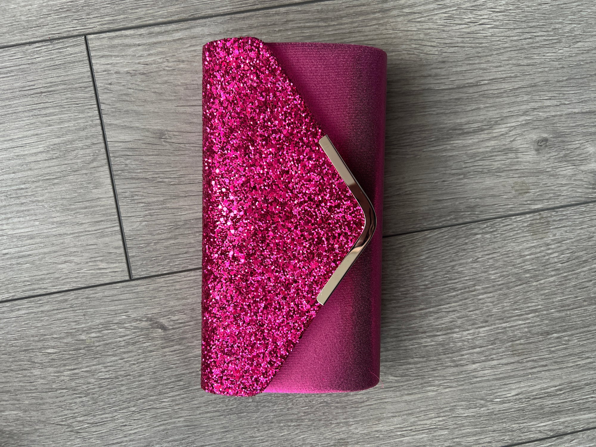 Pink Glitter Clutch Bag