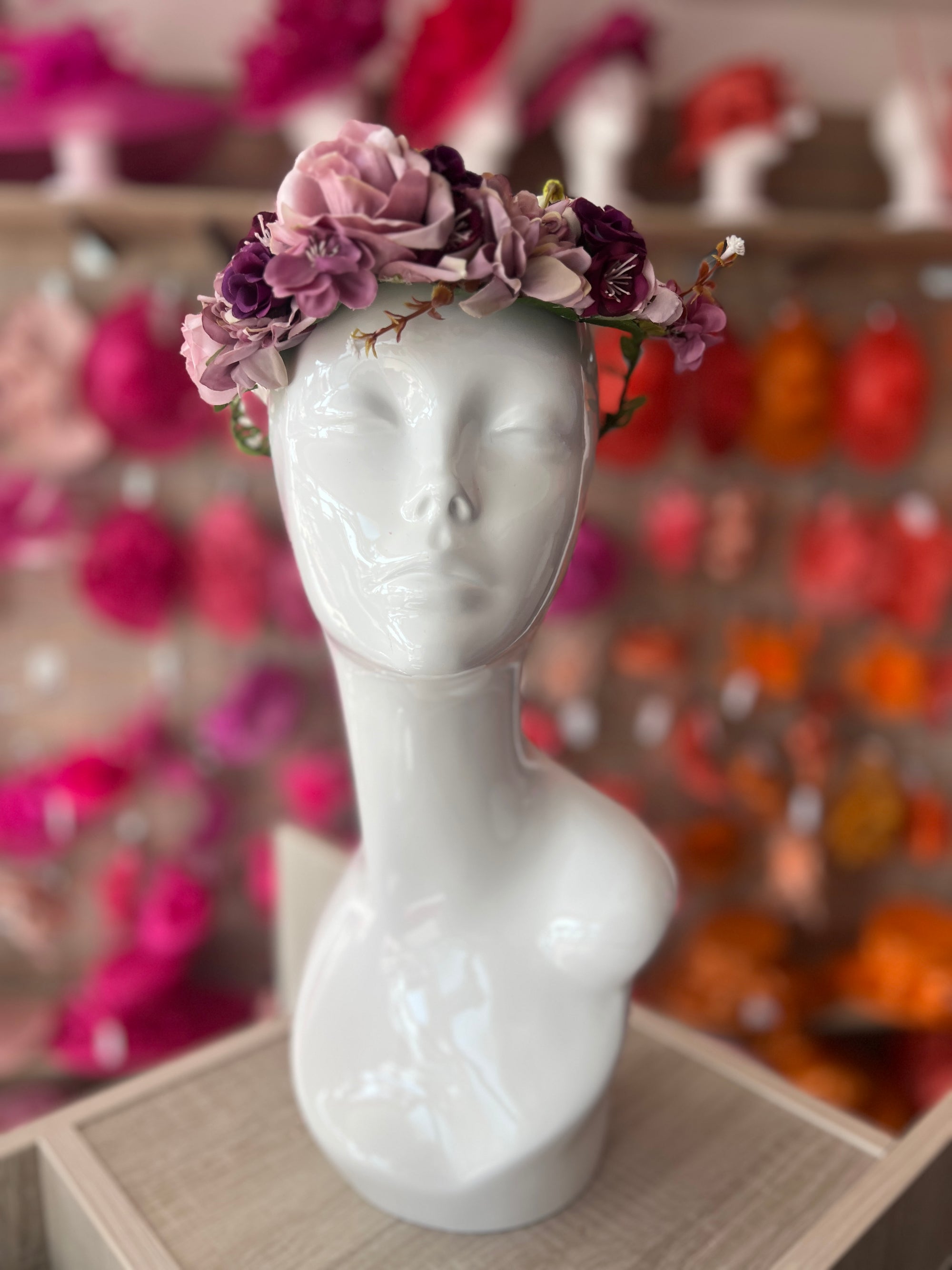 Purple Vintage Rose Flower Crown Hair Garland