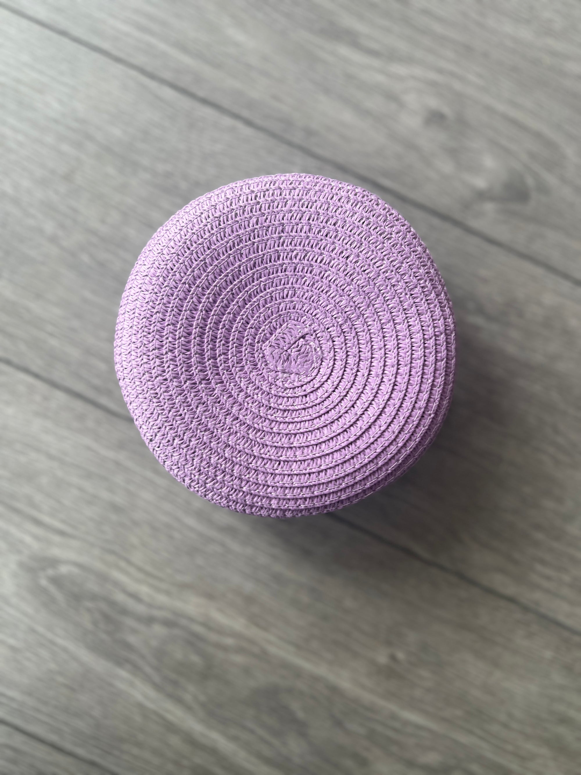 Lilac Round Straw Shoulder Bag