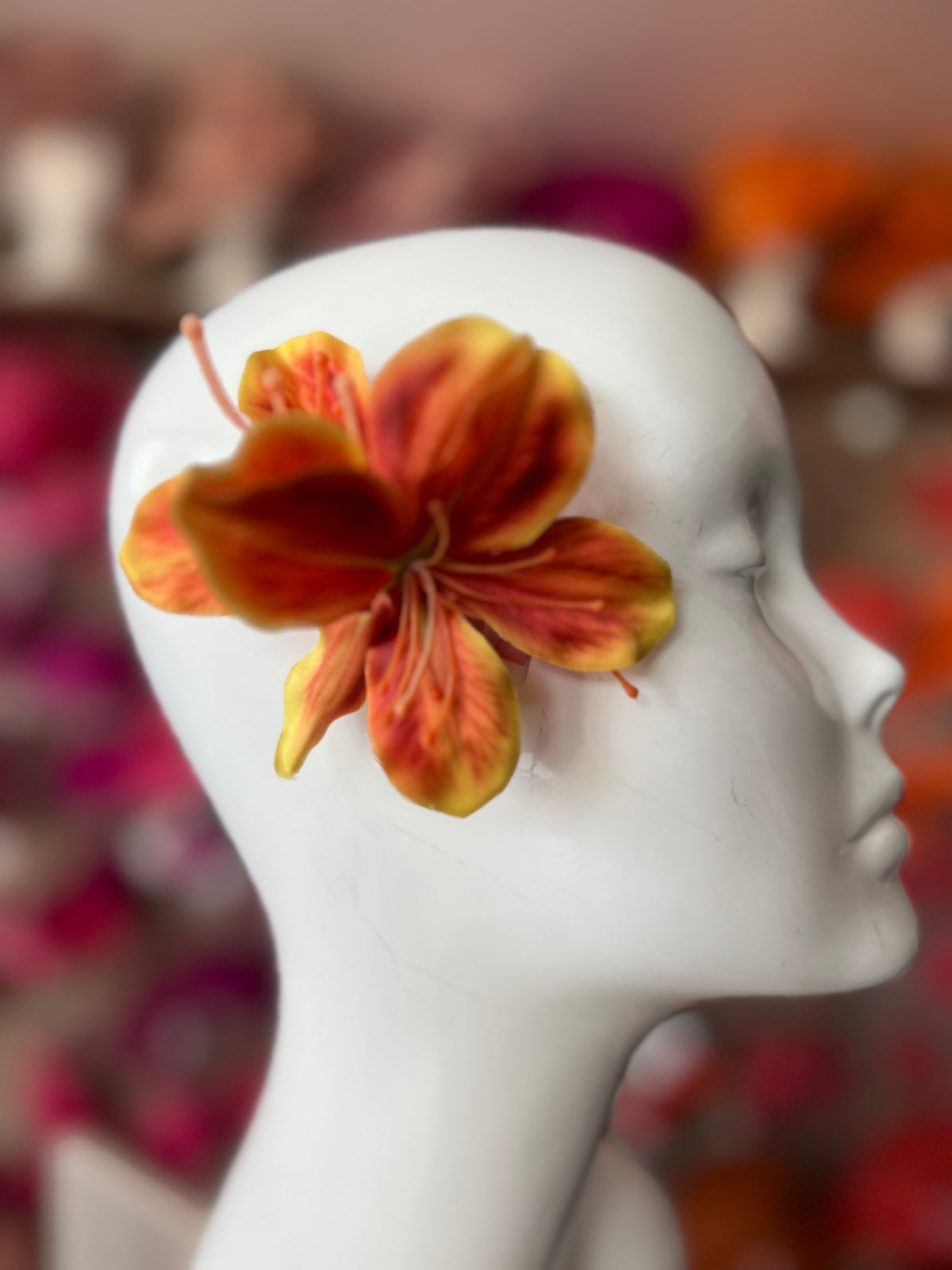 Small Burnt Orange Lily Hair Flower Clip