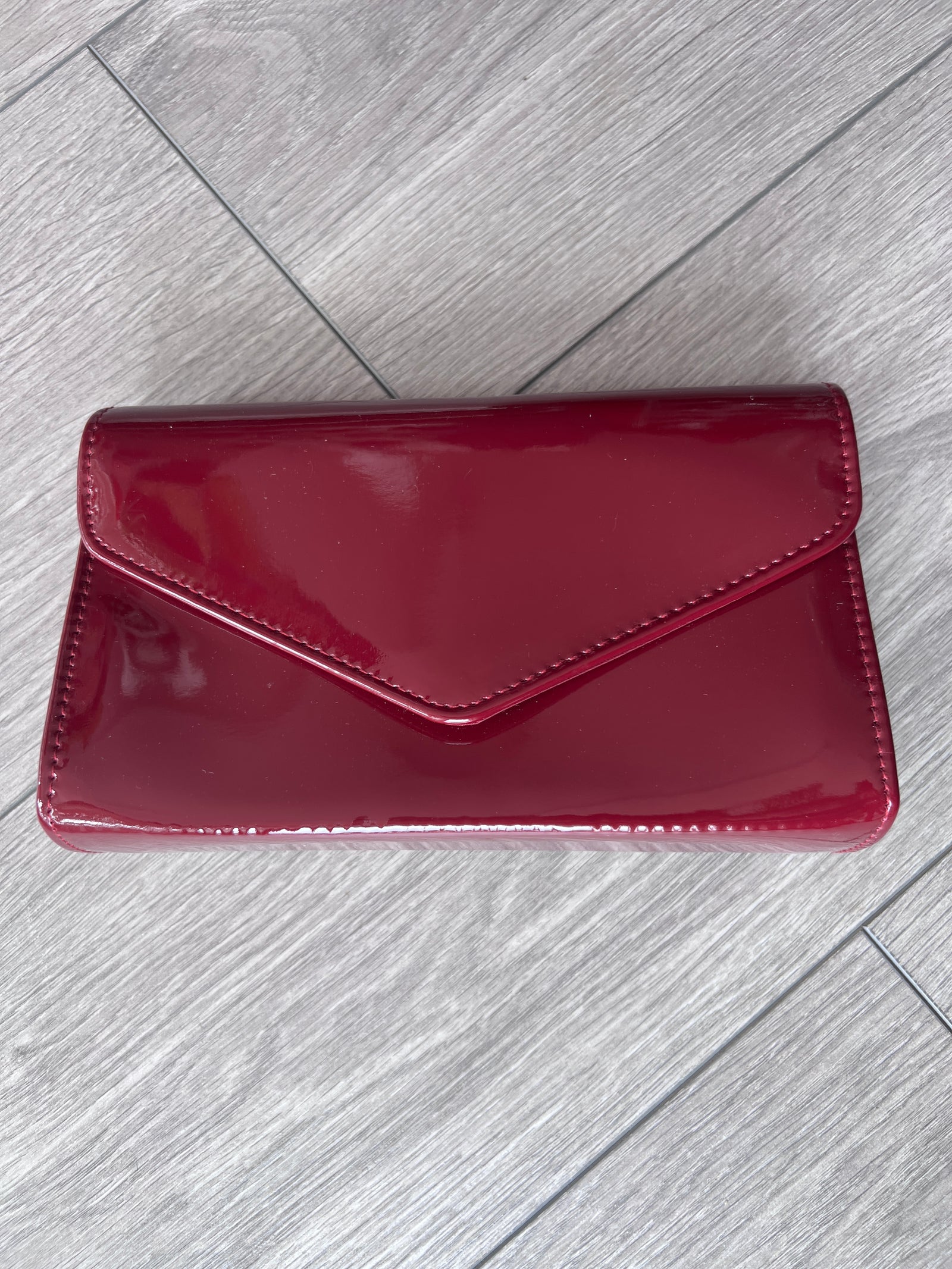 Burgundy Patent Clutch Bag
